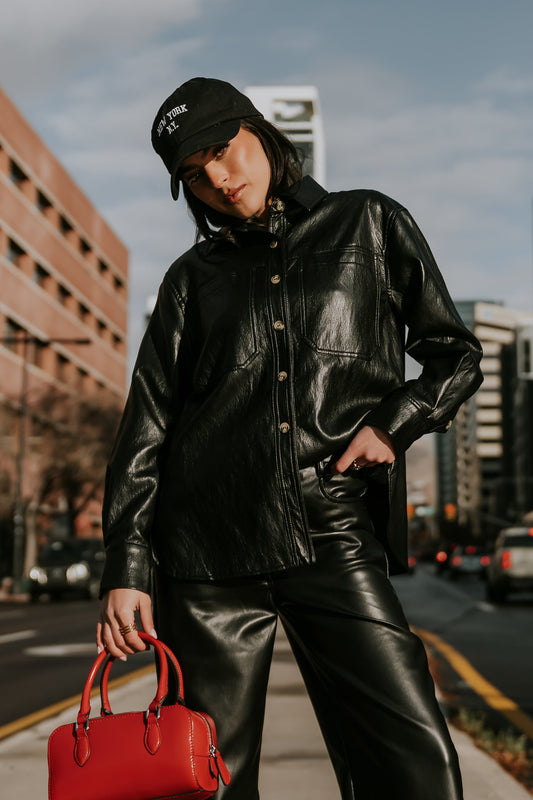Bruno Vegan Leather Shacket - FINAL SALE