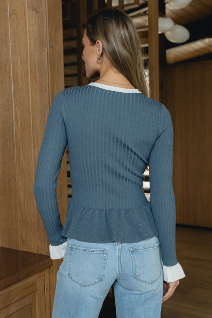 Berkley Peplum Top in Blue - FINAL SALE