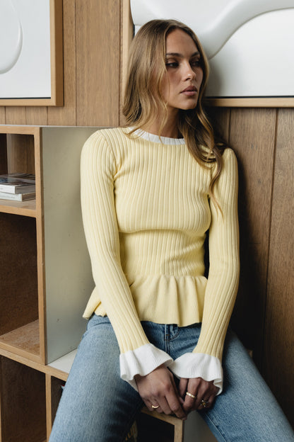 Berkley Peplum Top in Yellow - FINAL SALE