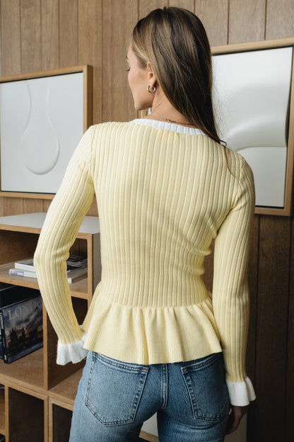 Berkley Peplum Top in Yellow - FINAL SALE
