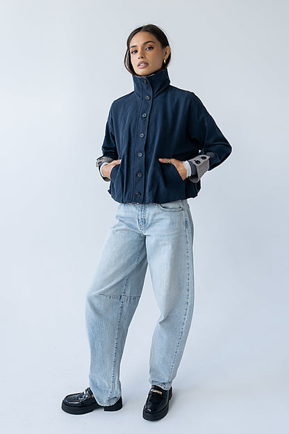 Colette Oversized Trench Jacket in Navy