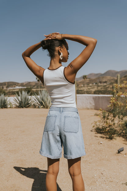 Farah Striped Denim Shorts