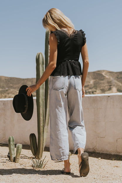 Halsey Peplum Top in Black