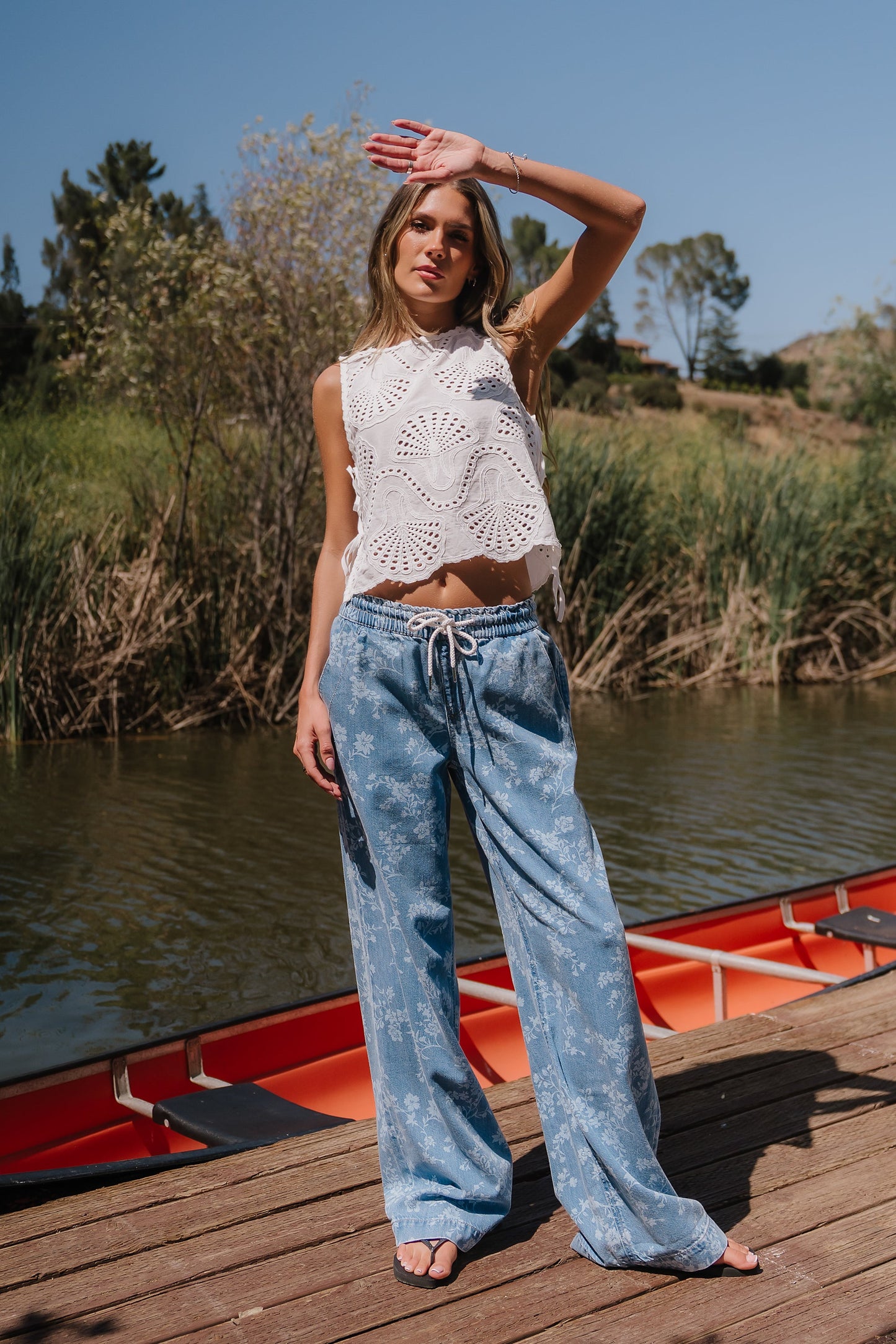 Gracie Floral Denim Pants