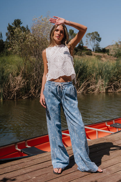 Gracie Floral Denim Pants