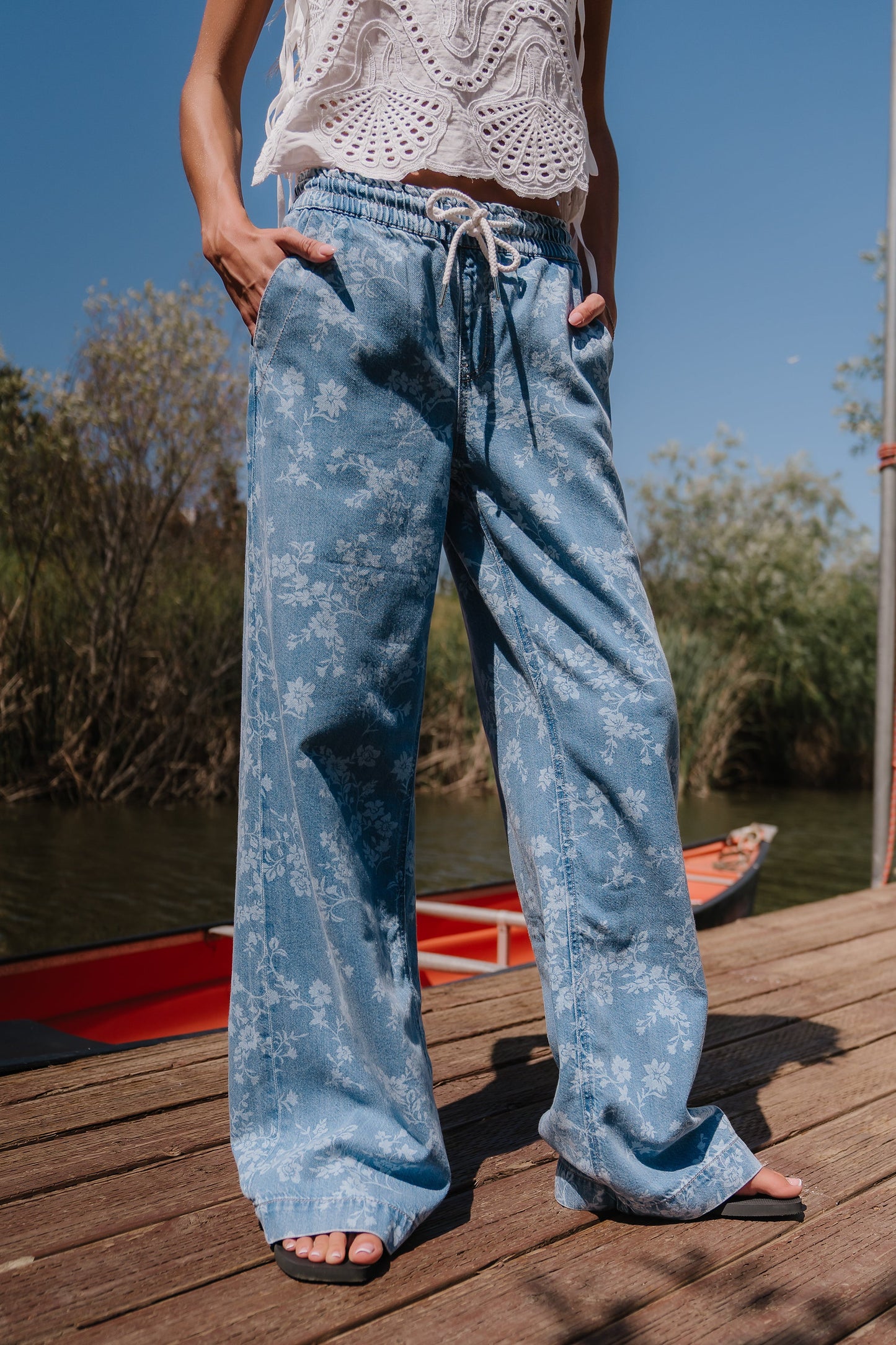 Gracie Floral Denim Pants