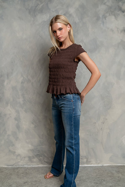 Boston Smocked Top in Brown