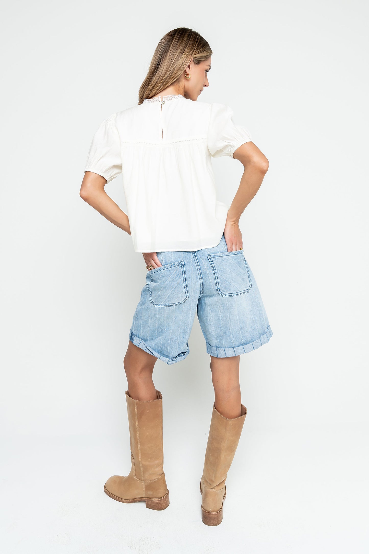 Farah Striped Denim Shorts