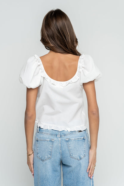 Gracey Ruffle Blouse in White