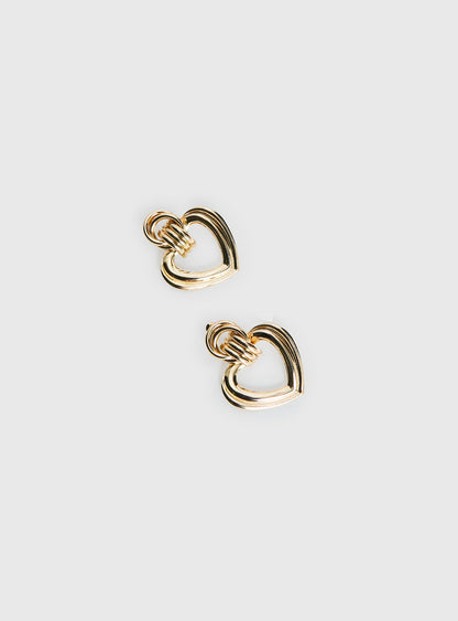 Prioritise Heart Linked Earrings Gold