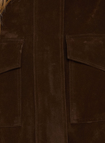 Double Life Funnel Neck Cargo Jacket Chocolate