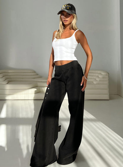 Summits Flared Track Pants Washed Black