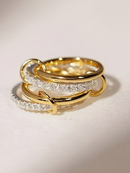 Interlocking Full-Set Cubic Zirconia Rings