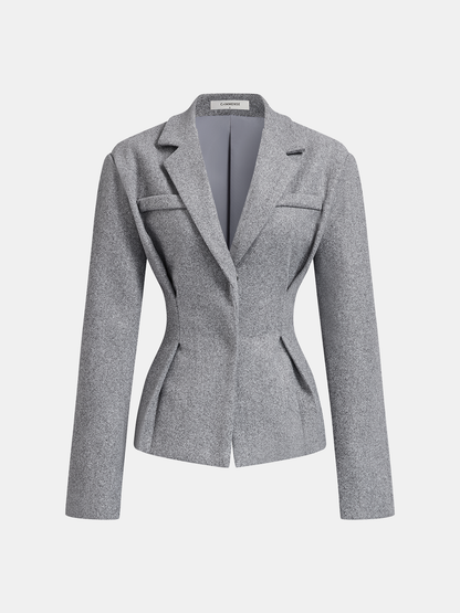 Tweed Blazer & Pleated Skirt Set