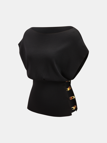 Amber Detail Cinched Waist Knit Top