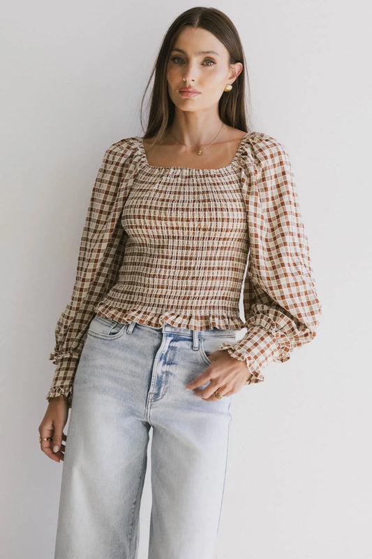 Brinklee Smocked Blouse in Rust - FINAL SALE