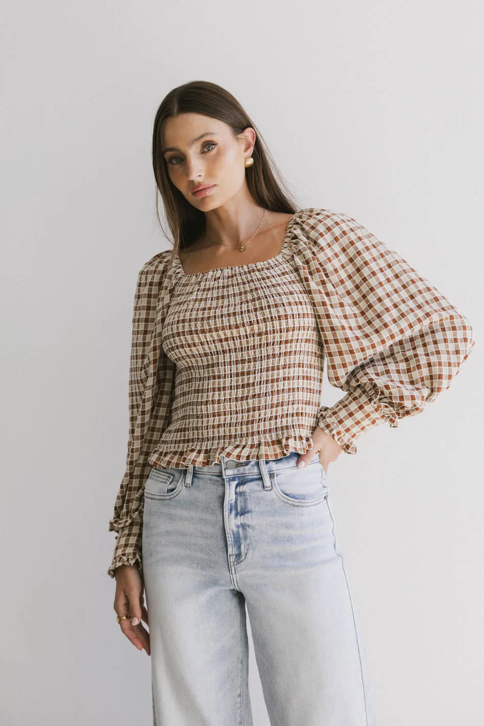 Brinklee Smocked Blouse in Rust - FINAL SALE