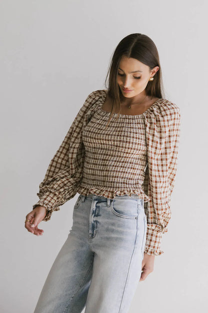 Brinklee Smocked Blouse in Rust - FINAL SALE