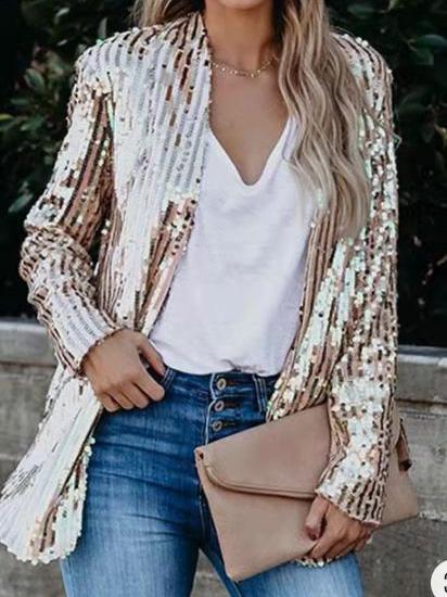 Blazers Fashion Sequin Lapel Long Sleeve Blazer