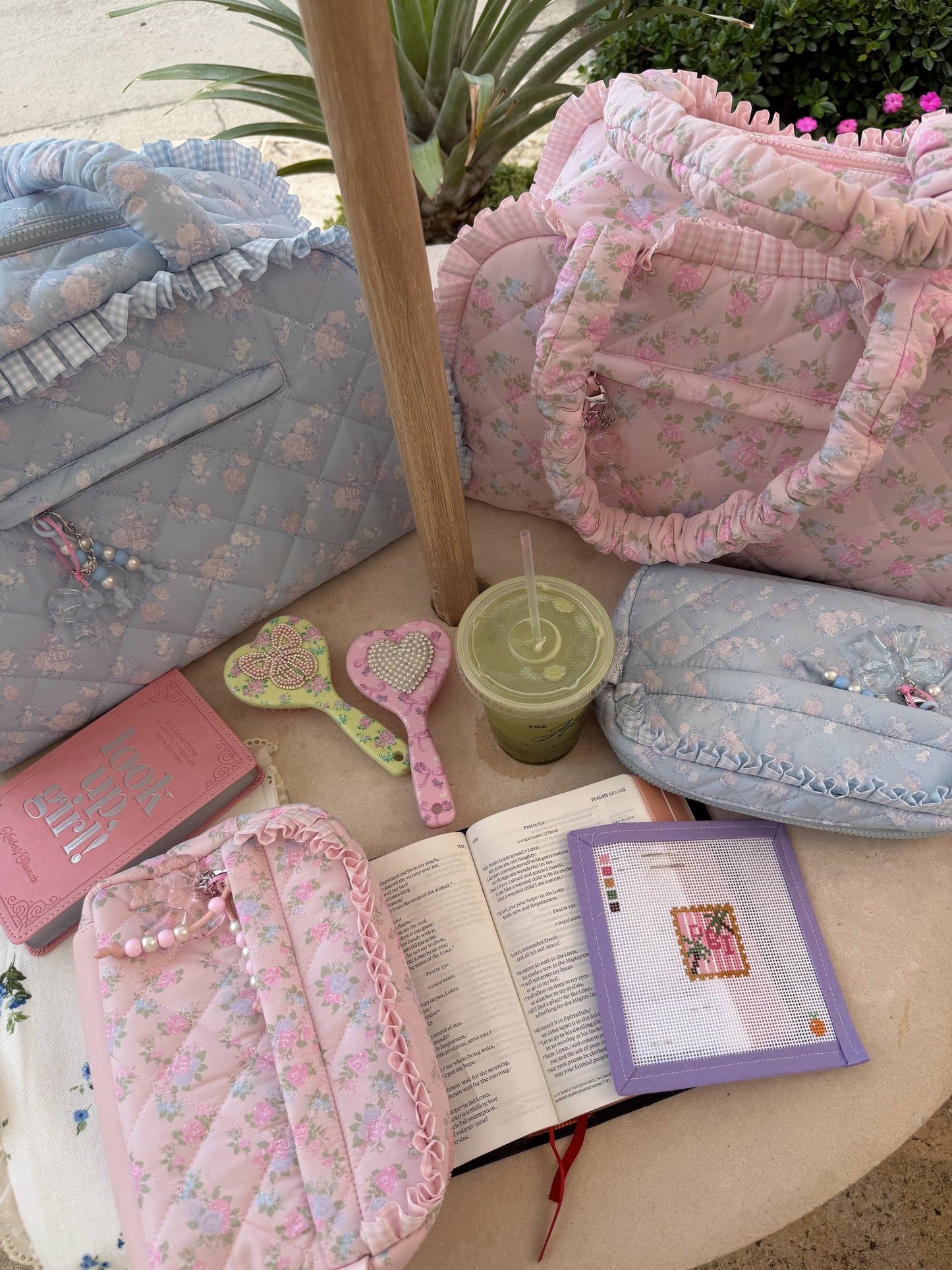 Cotton Candy Vintage Sorbet Floral Bag (Sky Blue) Restock
