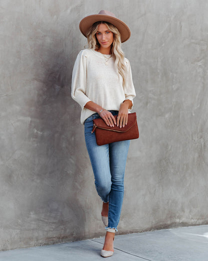 Carter Puff Sleeve Knit Top - Cream