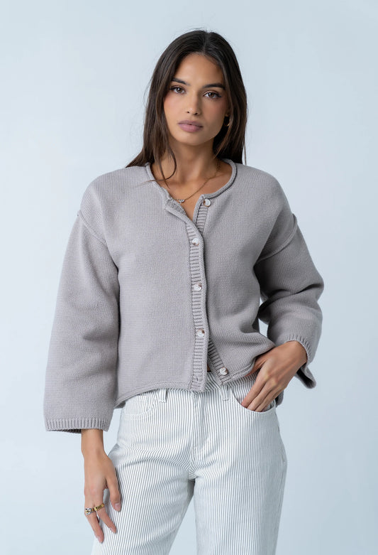 Carlie Knit Cardigan in Taupe - FINAL SALE