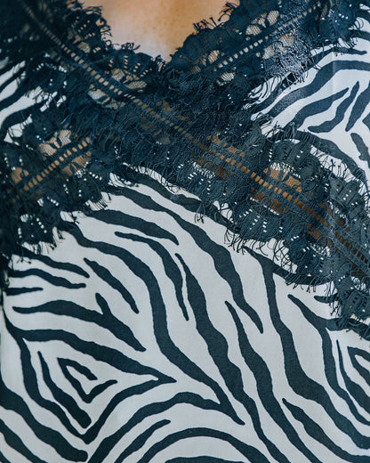 Diablo Zebra Print Lace Cami Tank