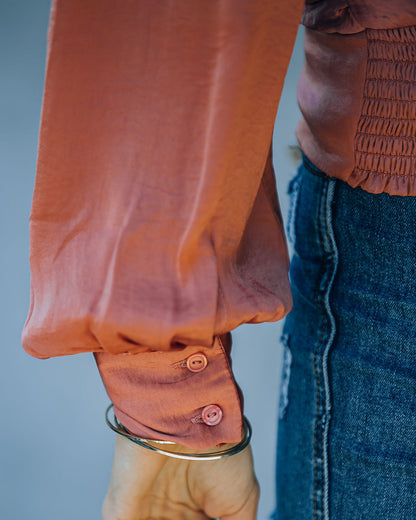 Exceptional Drape Blouse - Rust