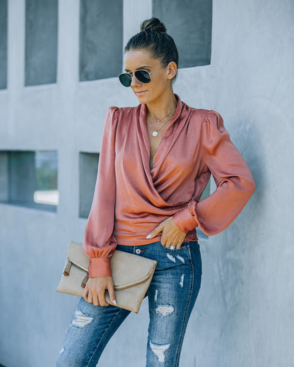 Exceptional Drape Blouse - Rust