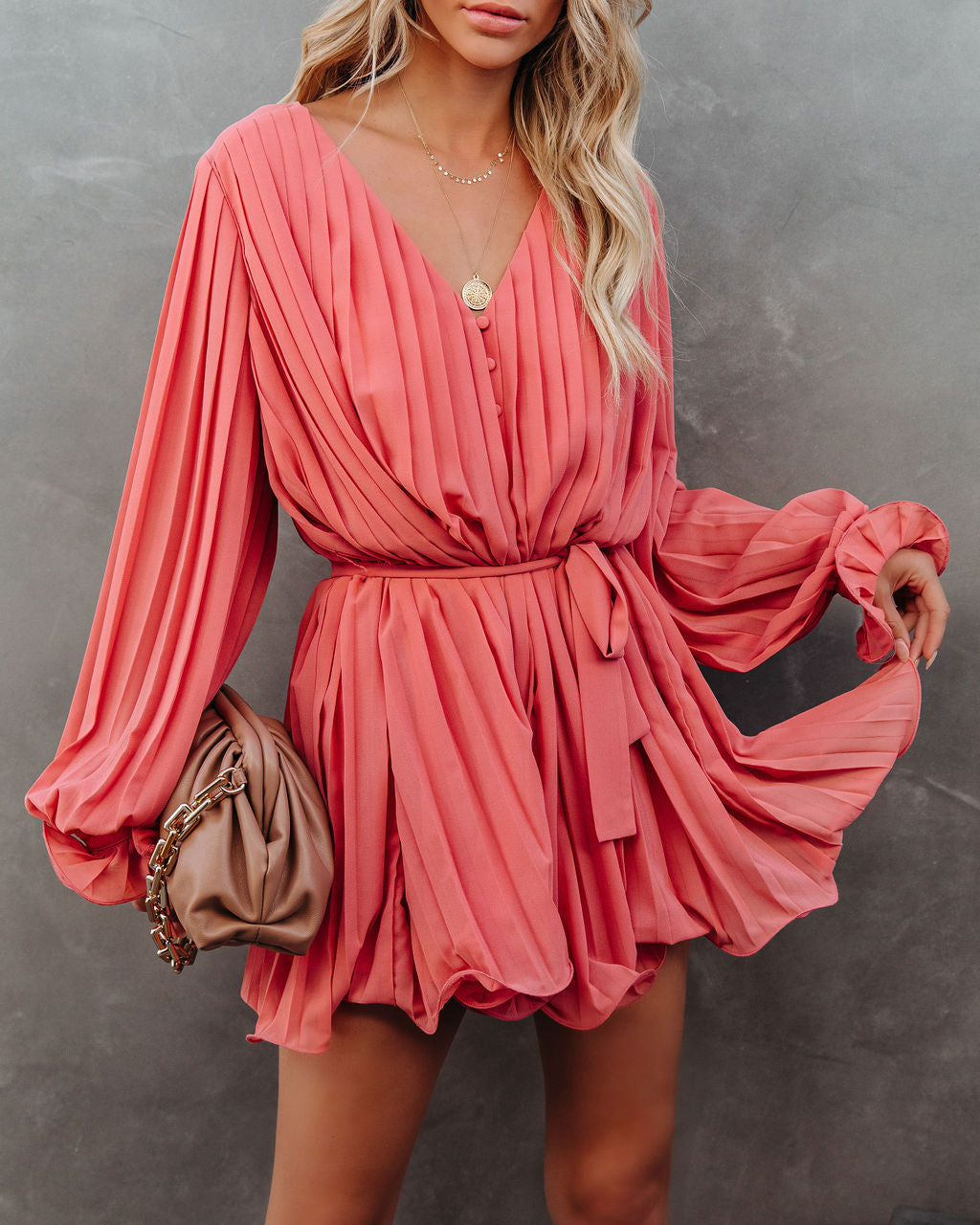 Found Love Pleated Romper - Mauve