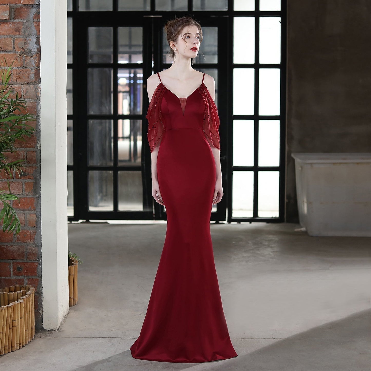 Grace Mesh Trim Sleeve Dress