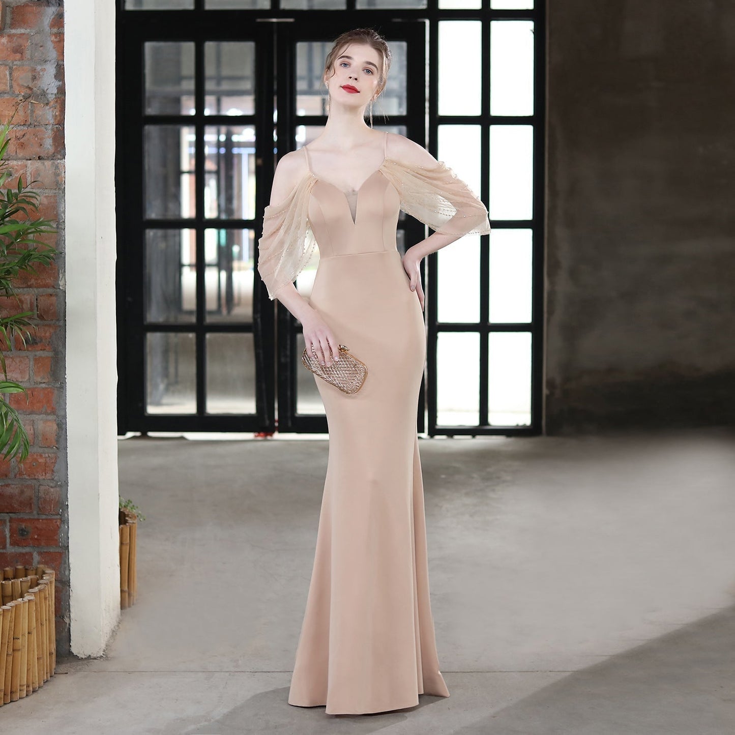 Grace Mesh Trim Sleeve Dress