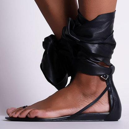 Gladiator Thong Summer Ankle Wrap Flat Sandals
