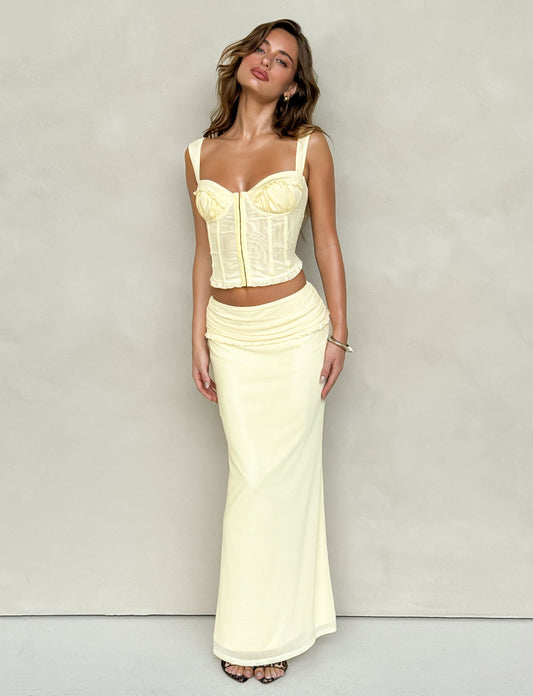 GINNY MAXI SKIRT - YELLOW : LEMON
