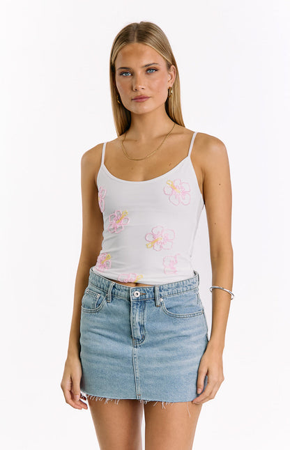Mallorie White Beaded Top