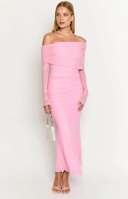 Opal Pink Long Sleeve Maxi Dress