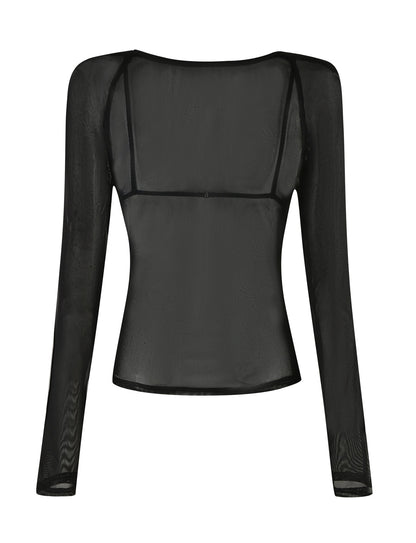 CHRISTY MESH LONG SLEEVE - BLACK