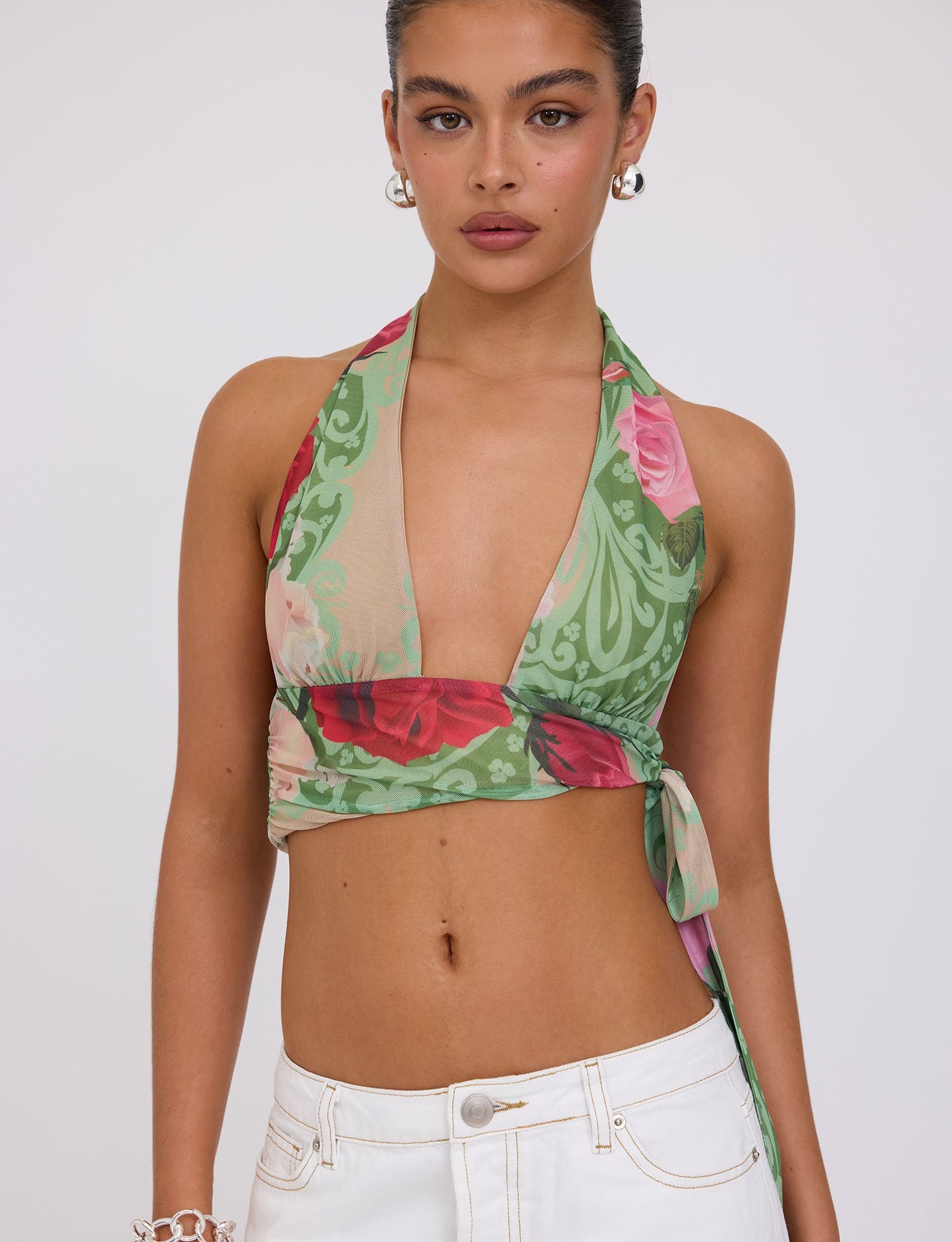 FLORIAN TOP - MULTI : MACRO FLORAL : SUMMER ROSE