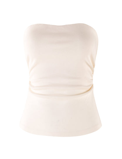 HARRIETT RIB TUBE TOP - WHITE : CREAM
