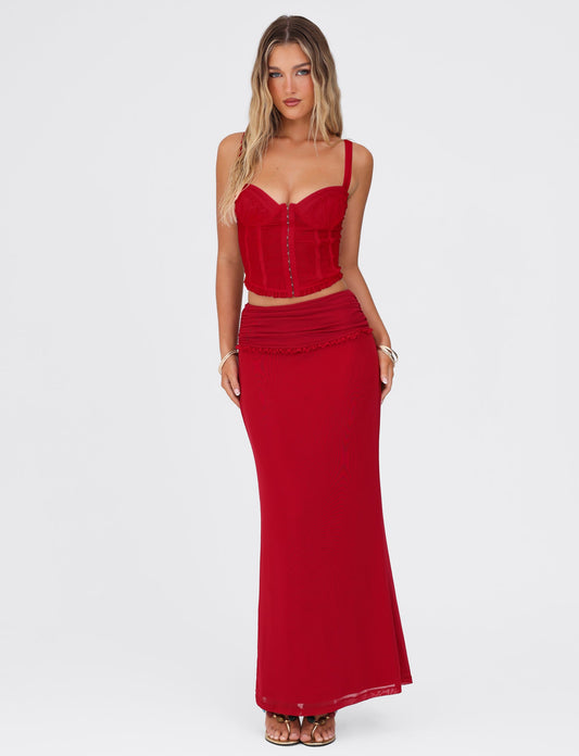 GINNY MAXI SKIRT - RED : CHERRY RED