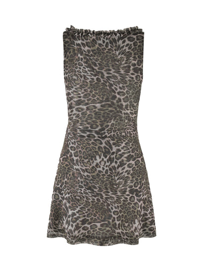 CAMPBELL MINI DRESS - NEUTRAL : LEOPARD