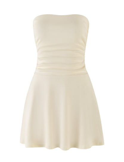 HARRIETT RIB MINI DRESS - CREAM