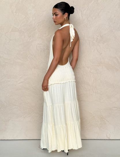DENALI HALTER DRESS - NEUTRAL : BONE