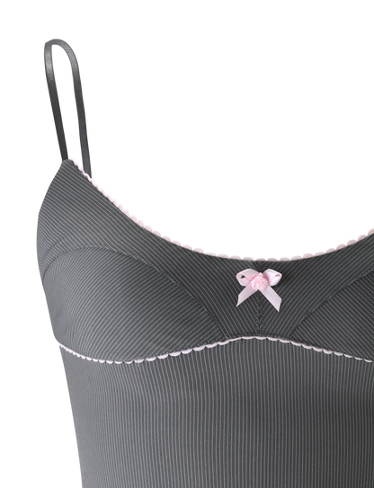 EMORY TOP - GREY PINSTRIPE