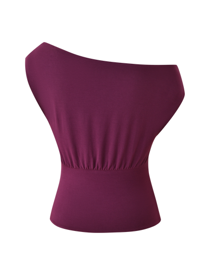 ALYSSA OFF SHOULDER TOP - PLUM