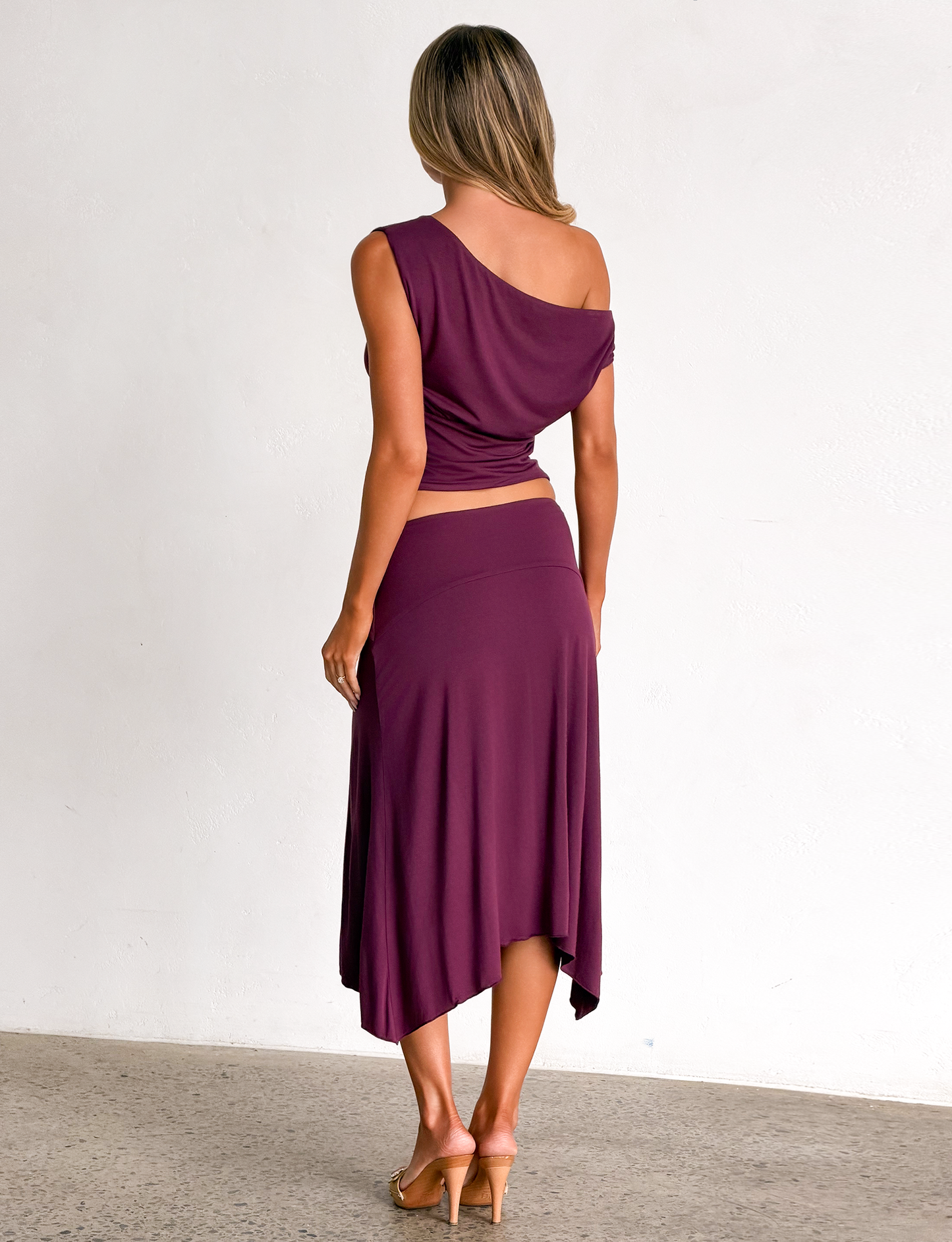 ALYSSA HI LO SKIRT - PLUM
